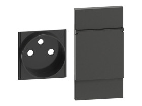 LIVING NOW Plakietka gniazda 2P+Z z klapką - 2 moduły - czarna KG55P LEGRAND