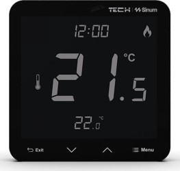Przewodowy regulator pokojowy sinum czarny R-S3 Tech Sterowniki