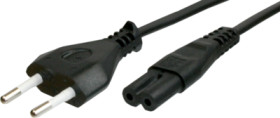 Device connection cable, Europe, plug type C, straight on C7 socket, straight, H03VVH2-F2x0.75 mm², black, 1.8 m, XVI-H03VVH2F2X