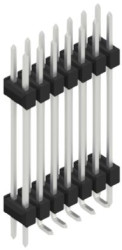 Pin header, 14 pole, pitch 2.54 mm, angled, black, 10052470