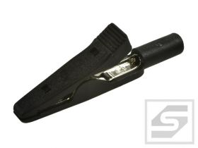 Krokodylek 27.187.2 czarny 10A;60V 41.5mm;wtykany(gn.ban.2mm) odp. MA1