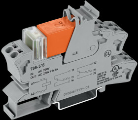 788-516 Plug-in relay socket, two changeover contact, 230 V AC