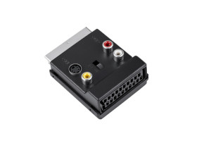 Przejście Euro wtyk - gniazdo Euro 3 gniazda cinch z przełącznikiem