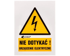 Samoprzylepna tabliczka ostrzegawcza /Nie dotykać urządzenie elektryczne 52x74/ 1EOA/Q1/F