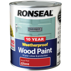 Ronseal 38776 10 Year Weatherproof Wood Paint Royal Red Gloss 750ml