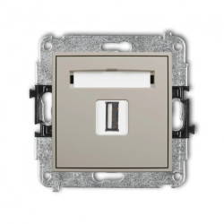 MINI Mechanizm gniazda pojedynczego USB A-A 2.0 taupe 60MGUSB-1