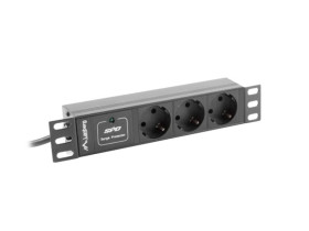 Listwa zasilająca RACK PDU 10 LANBERG 1U 10A 3X SCHUKO 2M czarna C14 PDU-03F-0200-IEC-BK