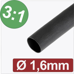 Quadrios 24CA282 Rurka termokurczliwa z klejem czarny 1.60 mm 0.53 mm Współczynnik skurczu:3:1 Produkty w metrach bieżąc