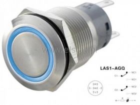 Przycisk stabilny 19mm, LED niebieski; 2x NO/NC