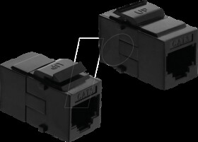 91378 Keystone module coupler, RJ12 socket to RJ12 socket, Cat.3, blac