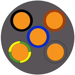 Kabel zasilający 5 Core PVC Sheath Szary 13.5 → 16mm od , 300 V, 500 V