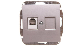 Sentia Gniazdo Telefoniczne Pojedyncze Rj11 Srebrny Połysk 1450-56