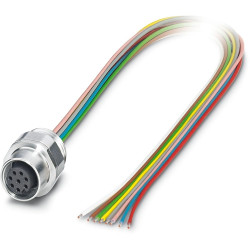 Sensor actuator cable, M12 panel socket, straight to open end, 8 pole, 0.5 m, 2 A, 1240040