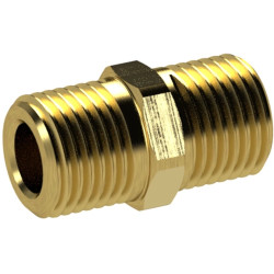 Double threaded nipple, L 33 mm, 25 bar, brass, for pipe systems, 135000