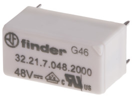 Przekaźnik mocy 48V dc SPDT Finder 200mW, montaż PCB 11520Ω Otwór przezierny