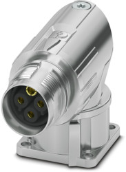 Surface mount socket, M17, 4 pole, crimp connection, standard/ONECLICK quick locking system, angled, 1628518