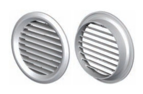 Kratka wentylacyjna okrĄga z siatkĄ i konierzem fi100mm drewno jasne MW100KODRJ