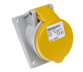 Złącze przemysłowe - zasilające 16A Gniazdo 110 V 3P Żeński MENNEKES Żółty Montaż na panelu IP44