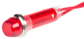 Lampka kontrolna do montażu panelowego 240V, czerwona 8mm Chrom Wyprowadzenia CAMDENBOSS