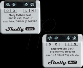 SHELLY_PM_MINI_G3_2ER Shelly PM Mini, 1-channel, WLAN, BT, max. 16 A, measuring functi