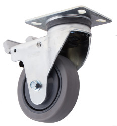 Koło samonastawne średnica kabla 100mm Płyta RS PRO 75kg wysokość całkowita 140mm