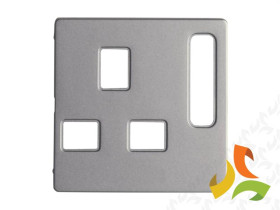 BERKER Q.1/Q.3/Q.7 Płytka czołowa do gniazda z uziemieniem STANDARD BRYTYJSKI aluminium aksamit lakierowany 3313076084 HAGER