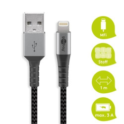 Kabel Lightning USB-A tekstylny z metalowymi wtyczkami 1 m 49268