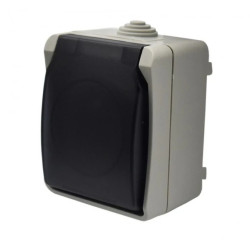 Gniazdo pojedyncze z uziemieniem natynkowe z klapką dymną Aqua Plus IP54 szaro grafitowe / 40118