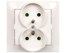 IMPRESJA Gniazdo podwójne z/u z przesłonami ecru GP-2YZP/27