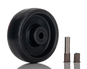 Kółko do wózka, Twardy materiał syntetyczny odporny na ciepło, Czarny, obc.: 250kg, śred.: 100mm, szer.: 35mm