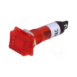 Kontrolka 12x16mm 230V czerwona na otwór 10mm / NSL-R
