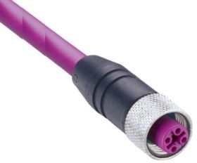 0975 254 103/1 M, przewód z gniazdem M12 kodowanie B PROFIBUS, izolacja PUR 2x0,34mm2 + ekran podłączony do nakrętki, 12504, LUM