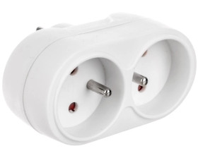 Rozgałęziacz wtyczkowy 2x2P+Z biały AE-RU0102-00