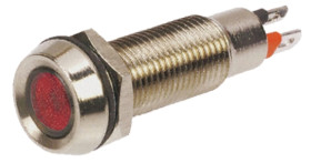 Lampka kontrolna do montażu panelowego 12V dc, czerwona 8.1mm LED Chrom Końcówka lutownicza Marl