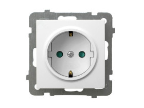 AS Gniazdo pojedyncze z uziemieniem schuko z przesłonami białe GP-1GSP/m/00 OSPEL
