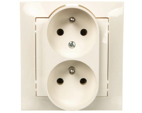 IMPRESJA Gniazdo podwójne z/u z niezamiennością faz ecru GP-2YC/27