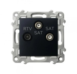 SZAFIR Gniazdo RTV-SAT z dwoma wyjściami SAT czarny metalik GPA-Z2S/m/33