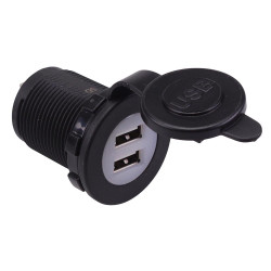 Dual USB-A 5V 2.4A Panel Mount Socket A13-194B2-BB3
