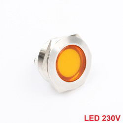 Lampka kontrolka LED METAL 230V (żółta) 22 mm