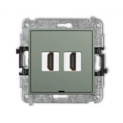 MINI Mechanizm gniazda podwójnego HDMI 2.0, 4K, bez pola opisowego szałwiowy 61MHDMIBO-4
