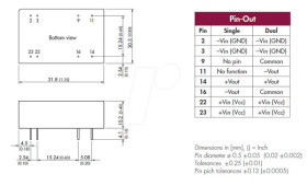 TEN 6-4811WIN DC/DC converter TEN 6WIN, 6 W, 18-75/5.0 VDC, DIP-24