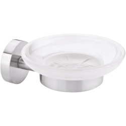 tesa 40310-00000-00 MOON soap tray silver/white satin no-drill mount