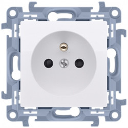 Gniazdo zasilające pojedyncze SIMON 10 białe [2P+Z] 16A z przesłonami Kontakt Simon CGZ1CZ.01/11