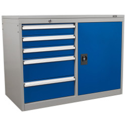 Sealey API1103B Industrial Cabinet/Workstation 5 Drawer &amp; 1 Shelf Locker