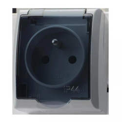 FALA Gniazdo hermetyczne pojedyncze z uziemieniem IP44 popiel GNH-1HZ/71/d