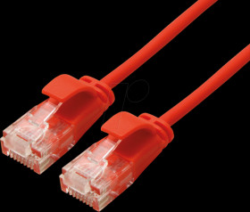 21443912 Cat.6a slim patch cable, UTP, red, 0.5m