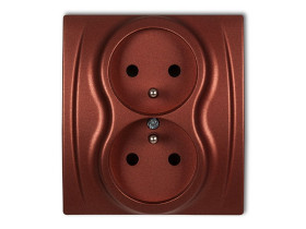 LOGO Gniazdo podwójne z uziemieniem (przesłony torów prądowych) brązowy metalik 9LGP-2zp KARLIK
