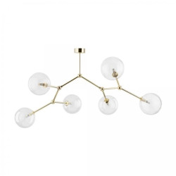 Lampa sufitowa z 6 okrągłymi kloszami z transparentnego szkła i złotymi dodatkami FAIRY 10071 TK Lighting