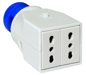 Adapter systemowy, 2 gniazda włoskie, 16A, 2 bieg+PE, 220 V 50/60 Hz PKZA202