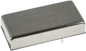 Przetwornica DC-DC, 15W, Uwe 18 → 36 V DC, Uwy ±15V dc, Iwy ±500mA, Recom